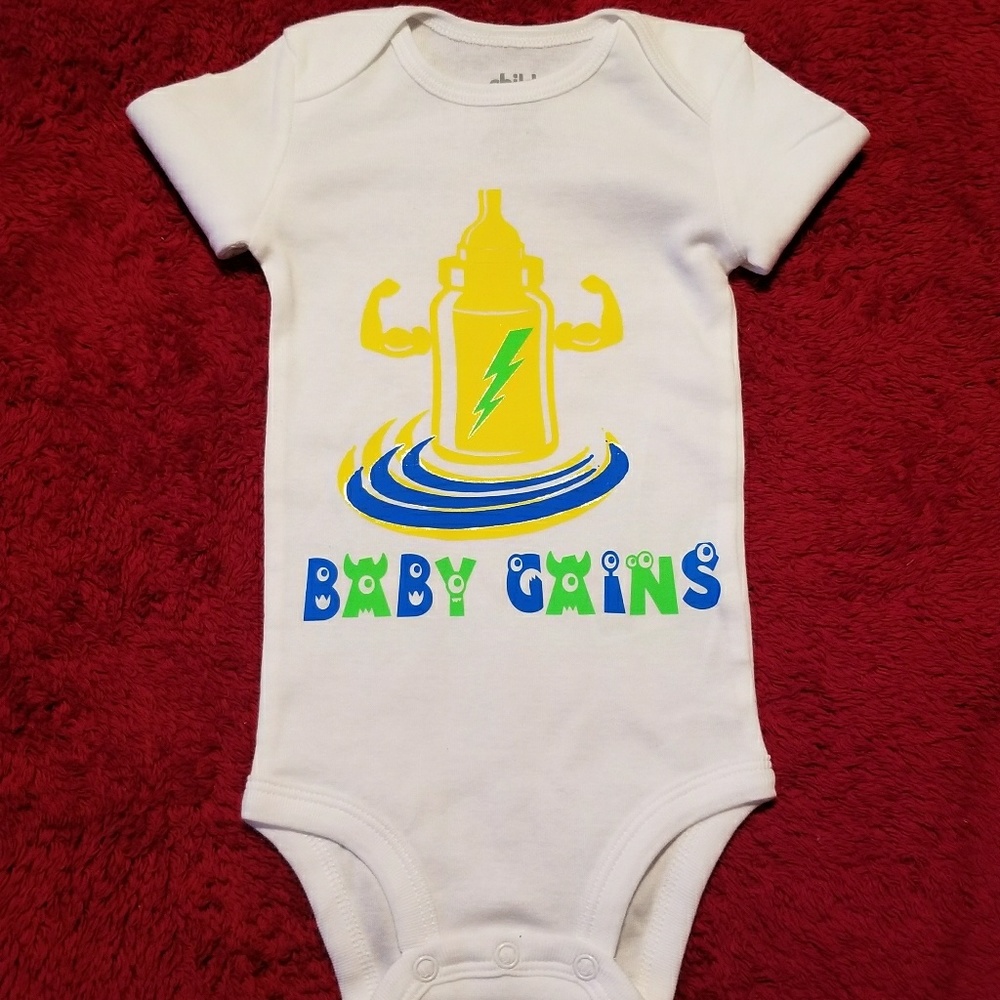 "BABY GAINS" UNISEX ONESIE.